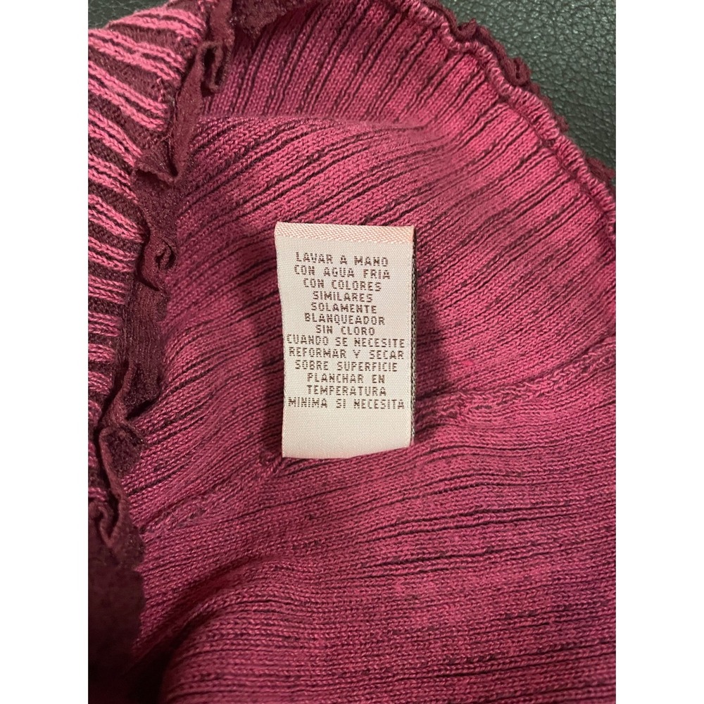 Bandolino Y2K Silk Blend Pleated Cami Top Plum Burgundy Lettuce Trim Large - Picture 7 of 7